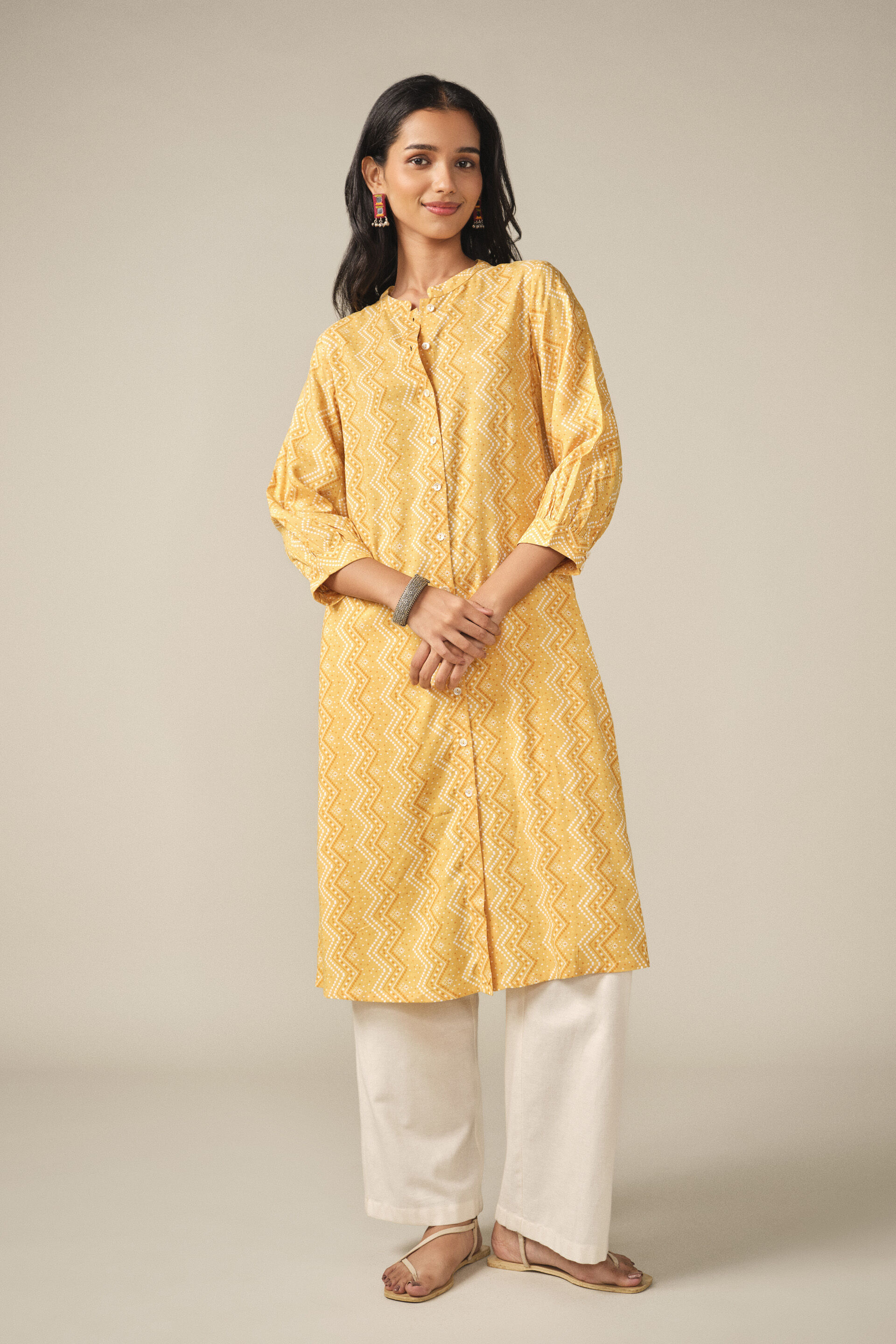 Printed Kurta in Yellow